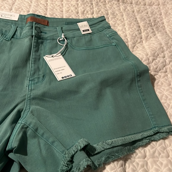 Judy Blue light green denim shorts - Picture 4 of 5